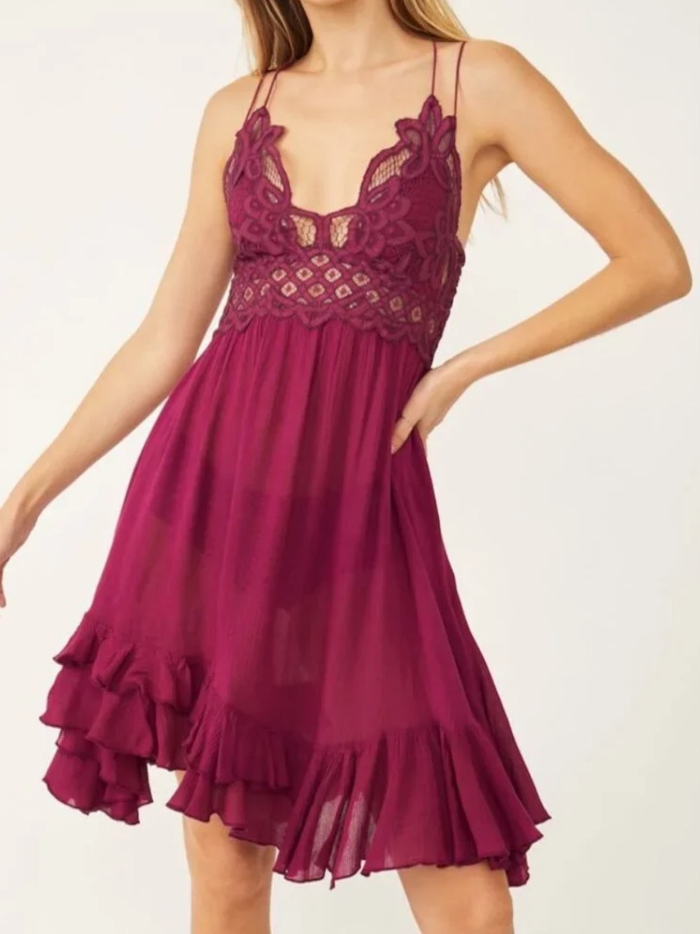 Free People Adela Dress Burgundy Size XS